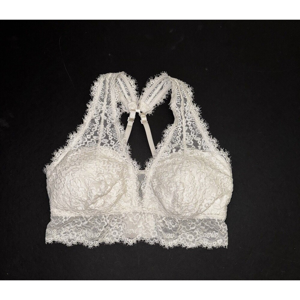 Aerie cream off white Eyelash lace padded bralette bra convertible 32 Small DD S